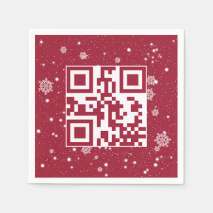 Happy Holidays QR Code On Snowflakes Napkins