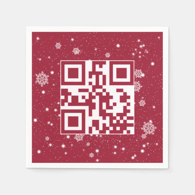 Happy Holidays QR Code On Snowflakes Napkins (Front)