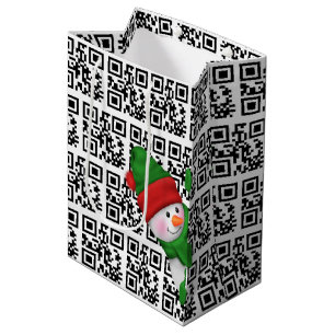 Happy Holidays QR Codes and Snowman Medium Gift Bag