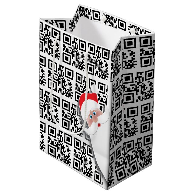 Happy Holidays QR Codes  Medium Gift Bag (Front Angled)