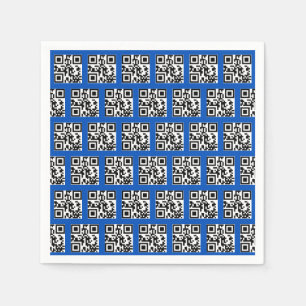 Happy Holidays QR Codes on Blue Napkins