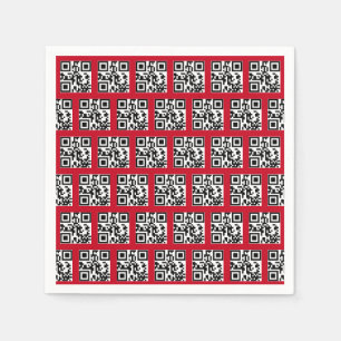 Happy Holidays QR Codes on Red Napkins