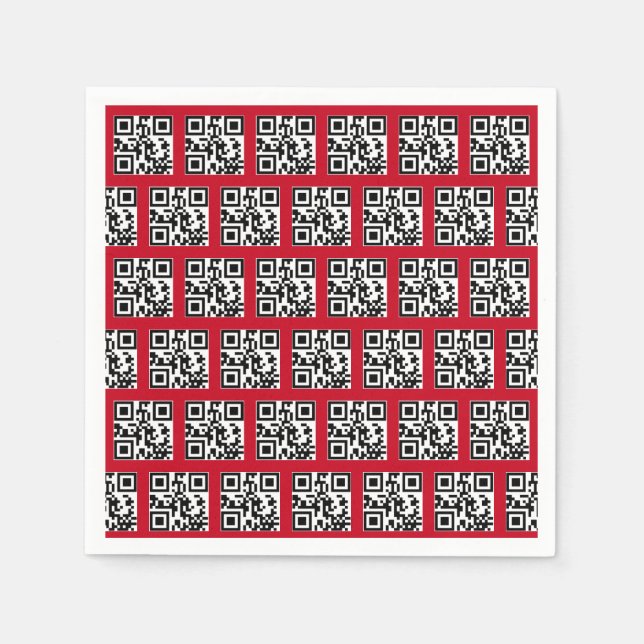 Happy Holidays QR Codes on Red Napkins (Front)