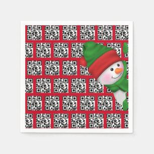 Happy Holidays QR Codes with Snowman Napkins