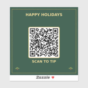 Happy Holidays QR Tip Sticker – Scan to Tip