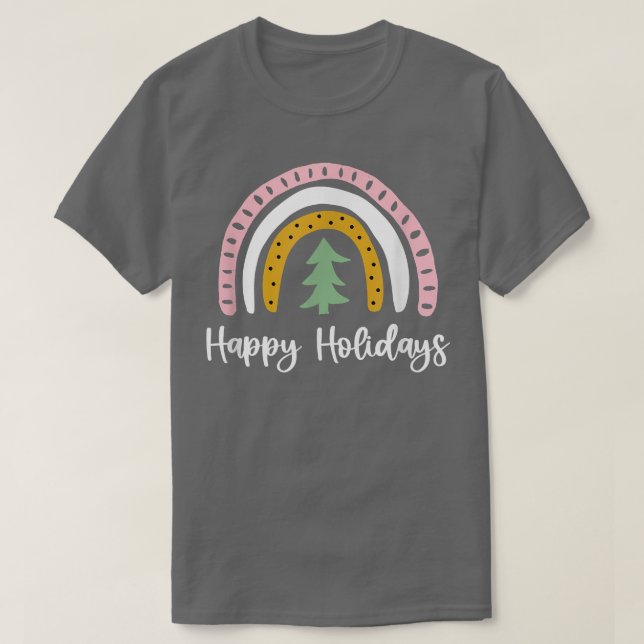 Happy Holidays Rainbow Christmas Tree T-Shirt (Design Front)