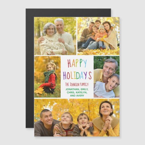 Happy Holidays Rainbow Family Photo Collage Magnet