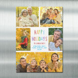 Happy Holidays Rainbow Family Photo Magnet Card<br><div class="desc">This cute,  modern Happy Holidays magnet card features a classy layout of 5 family photos on a white background with pretty rainbow typography. This beautiful kids photo holiday magnetic card features your own child's photograph collage surrounding your colorful message for Christmas or another holiday.</div>