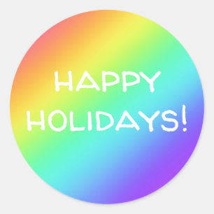 Happy Holidays Rainbow Gradient Stickers