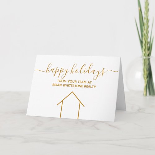 Happy Holidays Real Estate Company Gold Corporate Card