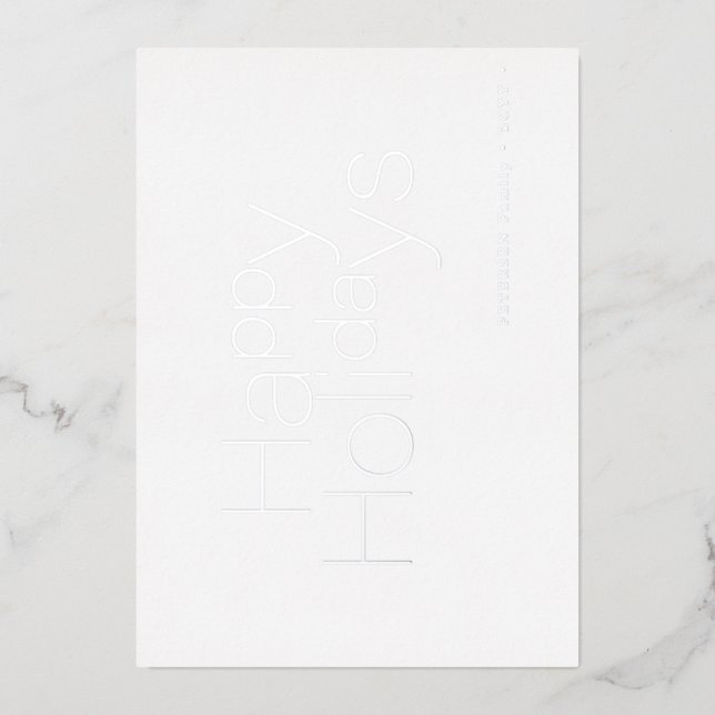 Happy Holidays real foil typography simple Holiday Card (Front)