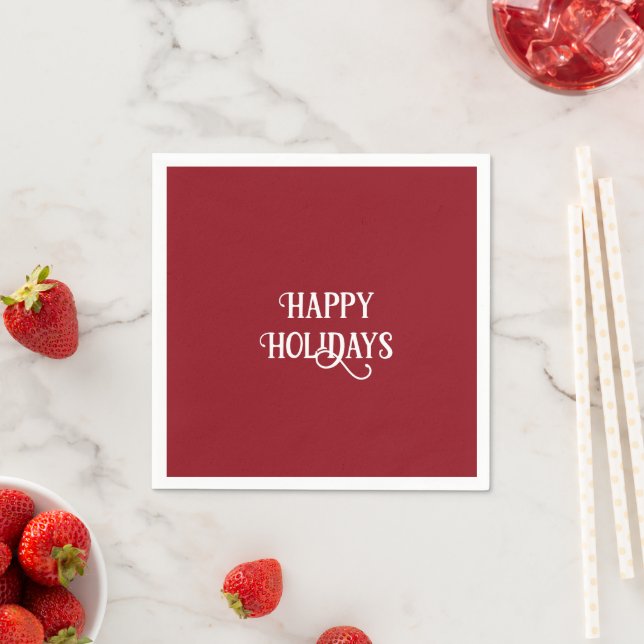 Happy Holidays Red and White Napkins (Insitu)