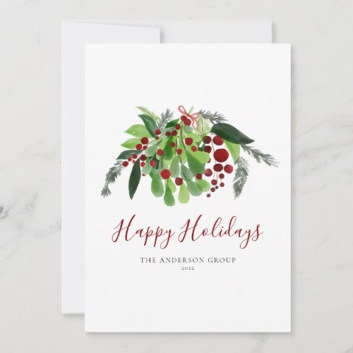Happy Holidays Red Berries Business Christmas Holi Holiday Card