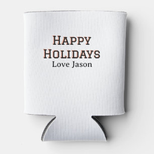 Happy holidays red black love add name family gift can cooler