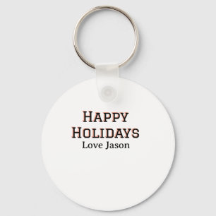 Happy holidays red black love add name family gift keychain