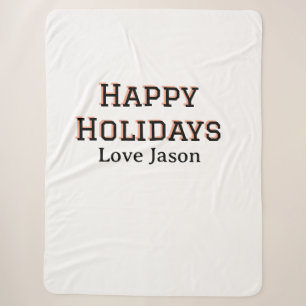 Happy holidays red black love add name family gift sherpa blanket