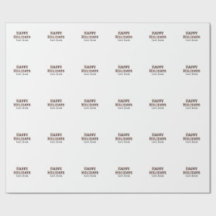 Happy holidays red black love add name family gift wrapping paper