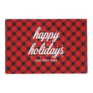 Happy Holidays Red Buffalo Check Placemat