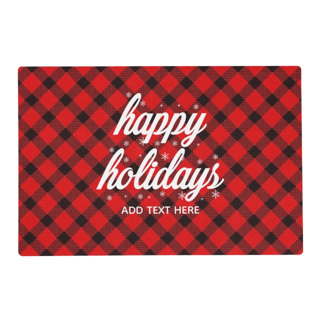 Happy Holidays Red Buffalo Check Placemat (Front)