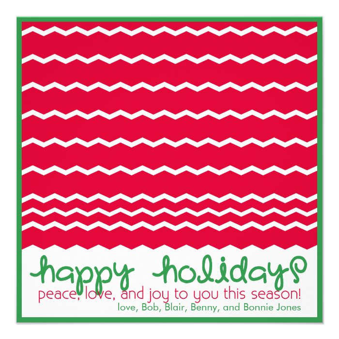 Happy Holidays Red Chevron Greeting Card