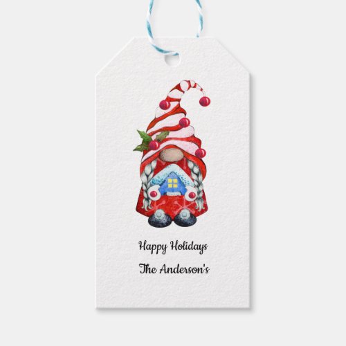 Happy Holidays Red Christmas Gnome Gift Tags