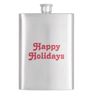 "Happy Holidays" red Christmas Holiday Flask