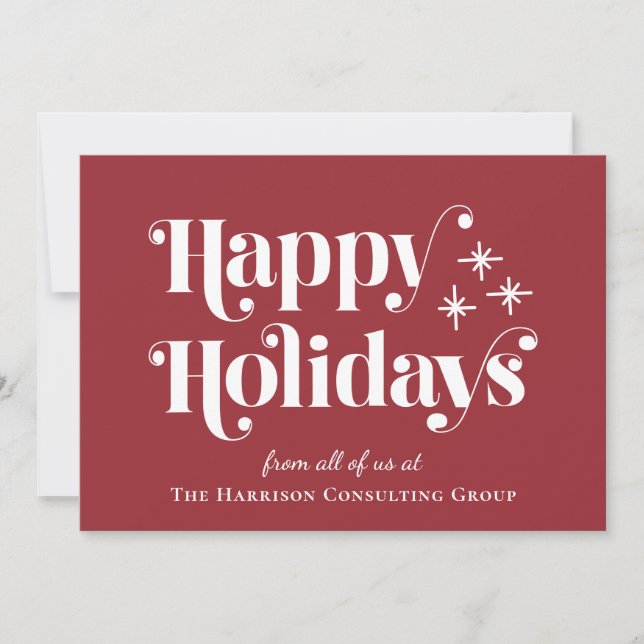 Happy Holidays Red Corporate Christmas Card (Front)