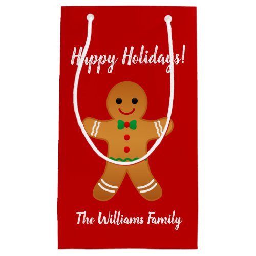 Happy Holidays  Red Gingerbread Man Christmas Small Gift Bag