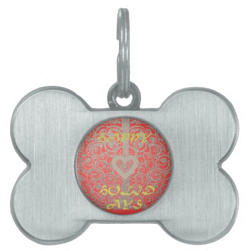 Happy Holidays Red Glitter heart design Pet Tag