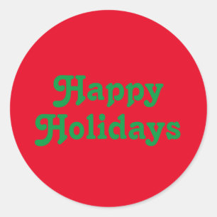 "Happy Holidays" red green Christmas Holiday Classic Round Sticker