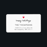 Happy Holidays Red Heart Christmas Return Address Label<br><div class="desc">Cute and simple return address label for the Christmas season featuring a simple red heart with a hand lettered script that says "happy holidays" beneath it.</div>