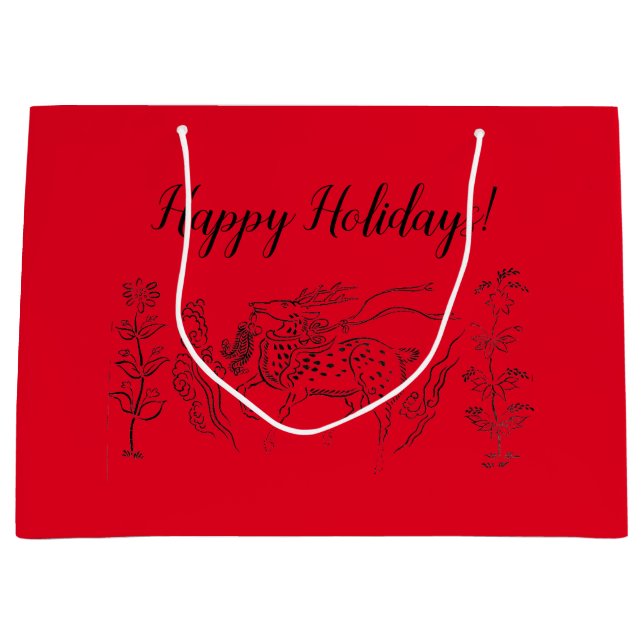 Happy Holidays! Red  Large Gift Bag (Front)