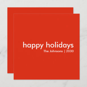 Happy Holidays Red Modern Stylish Christmas Holiday Card