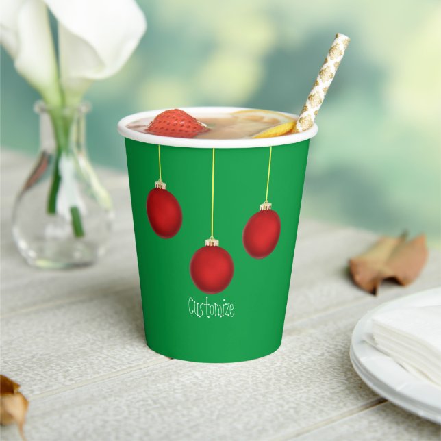 Happy Holidays Red Ornaments Paper cup (Insitu)