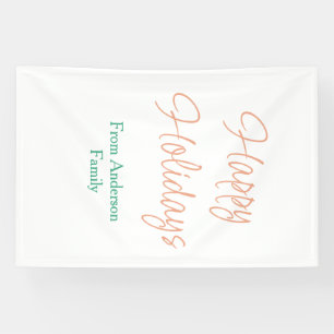 Happy holidays red pastel green name christmas win banner