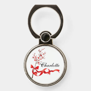 Happy Holidays Red Ribbon Christmas Phone Ring Stand