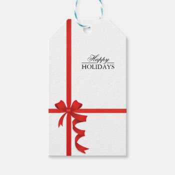 Happy Holidays Red Ribbon Gift Tags by J32Teez at Zazzle