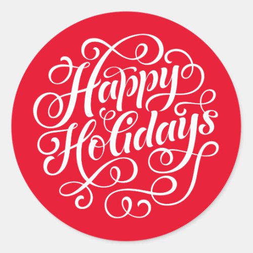 Happy Holidays Red Round Sticker