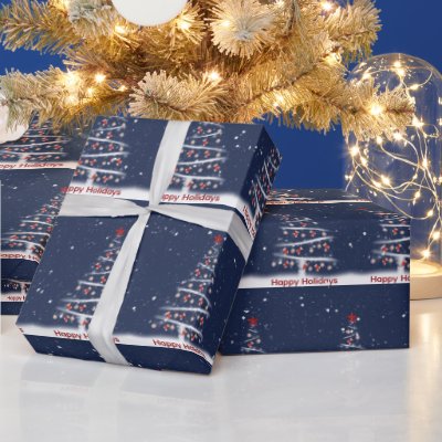 Happy Holidays Red Socks and Baseball Wrapping Paper