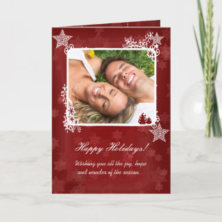Happy Holidays Red Stars Your Photo Card