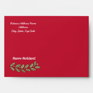 Happy Holidays. Red Stripe Pattern Christmas Envelope