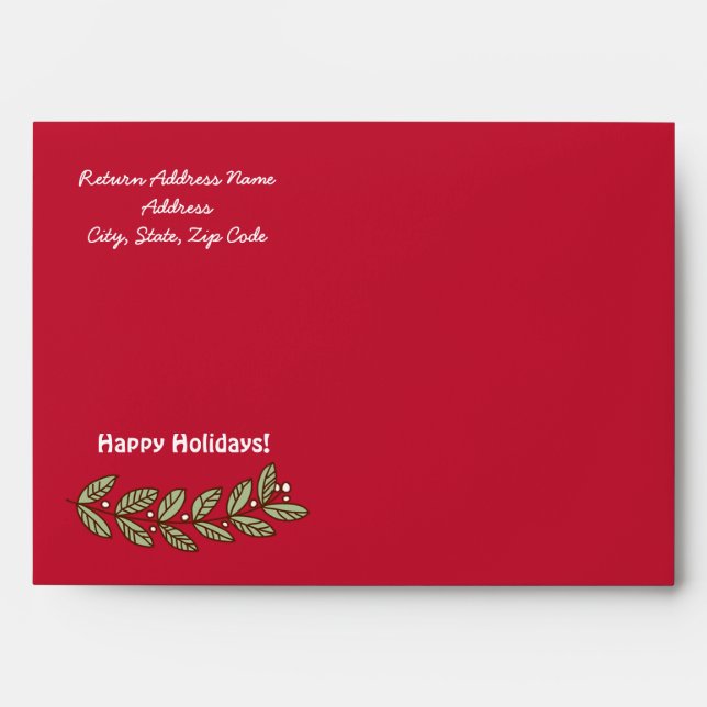 Happy Holidays. Red Stripe Pattern Christmas Envelope (Front)