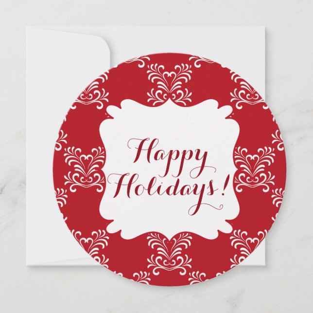 Happy Holidays Red & White Elegant Christmas Card (Front)