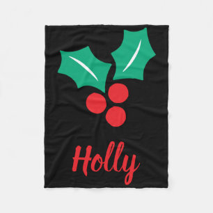 Happy Holidays Red White Green Holly Name T Shirt Fleece Blanket