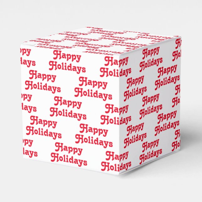 "Happy Holidays" red white Holiday Gift Favor Boxes (Front Side)