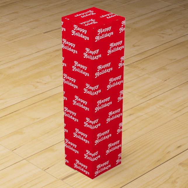 "Happy Holidays" red white Holiday Gift Wine Box (Front)