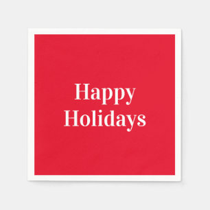 "Happy Holidays" red white party paper Napkins