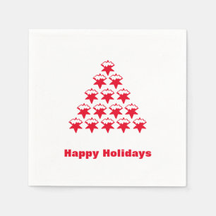Happy Holidays red white snow Stars Tree paper Napkins