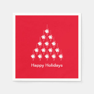 Happy Holidays red white snow Stars Tree paper Napkins