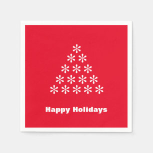 Happy Holidays red white snow Stars Tree paper Napkins